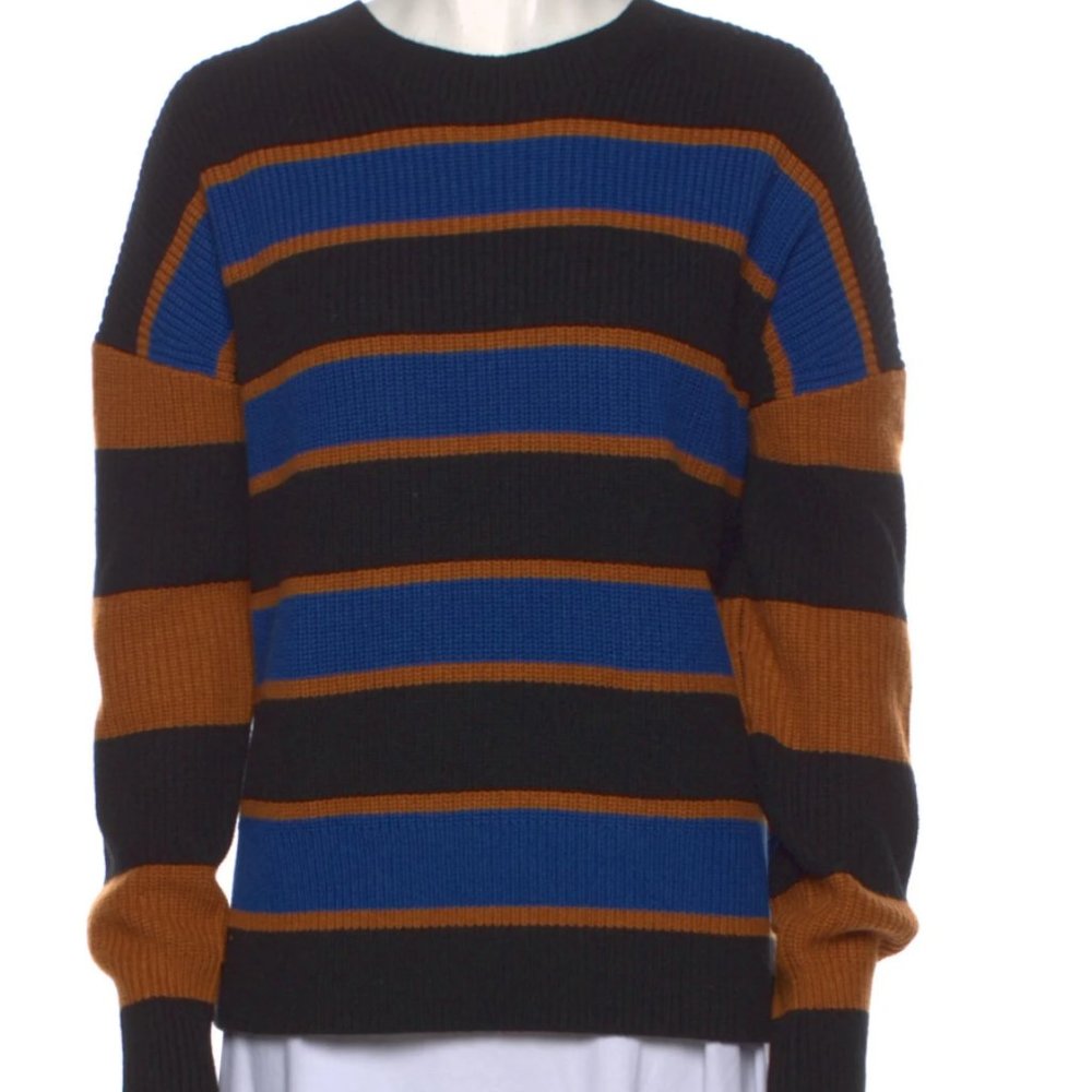 A.L.C Striped Scoop Neck Sweater Black/Brown/Blue Size XS
